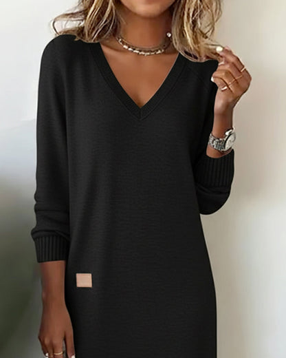 V-Neck Stylish Sweater Dress