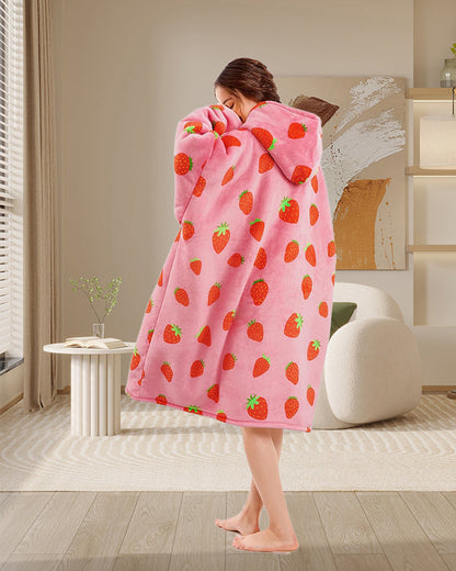 Oversized strawberry print blanket Hoodie Blanket Hoodies