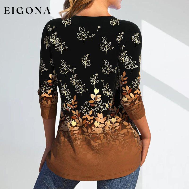 Leaf Print Casual Blouse best Best Sellings clothes Plus Size Sale tops Topseller
