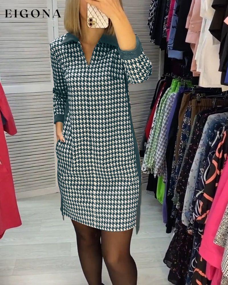 Lapel Pocket Plaid Long Sleeve Dress 2023 f/w 23BF casual dresses Clothes Dresses