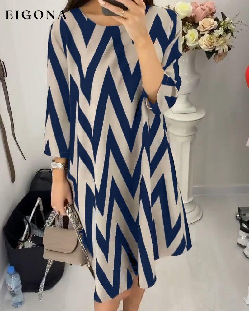 Printed loose dress Navy Blue 2023 F/W 23BF Casual Dresses Clothes Dresses Spring