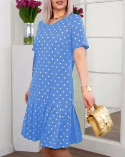 Polka dot print short sleeve casual dress casual dresses summer