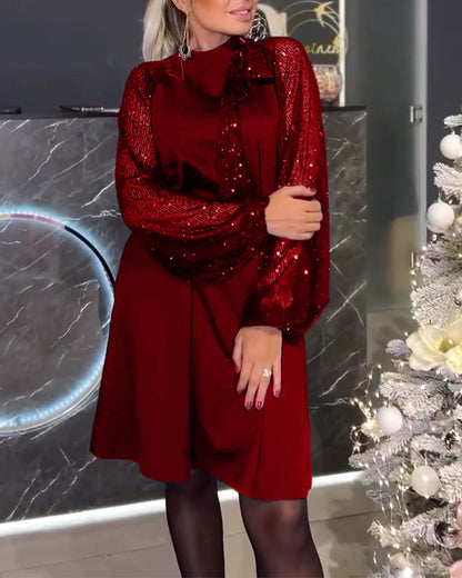 Pullover Sequin Fashion Long Sleeve Dress Red 2024 Black Dresses 2024 f/w 2024 Party Dresses 2024 Sequin casual dresses