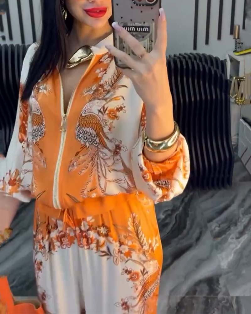 Abito a gamba larga con cerniera e colletto rialzato