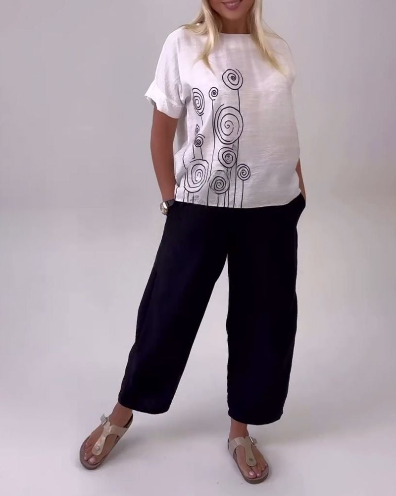 Lässiges Hosenset mit Print und Taschen