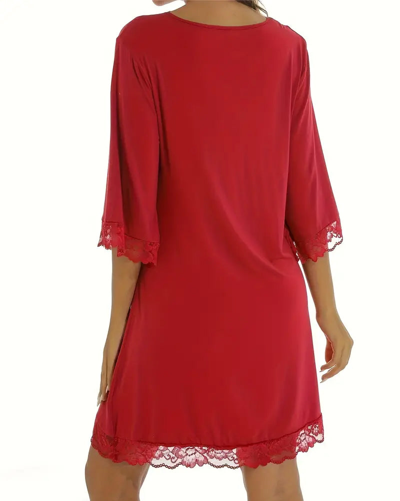 Lace Panel V-Neck Dress Underwear