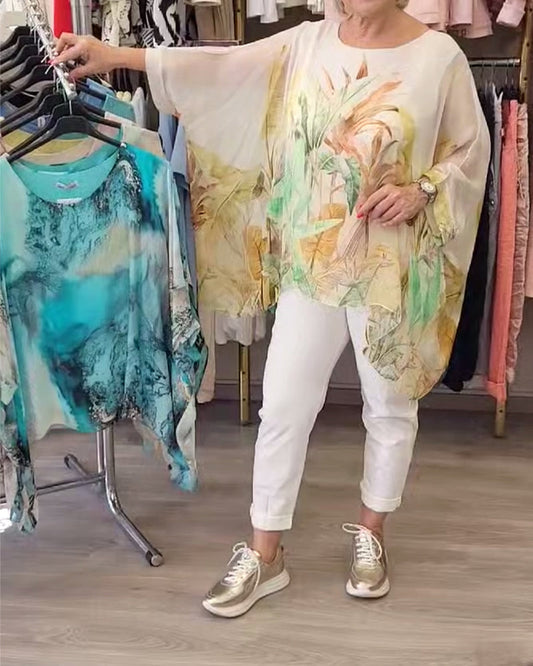 Lockere Bluse mit unregelmäßigem Druck