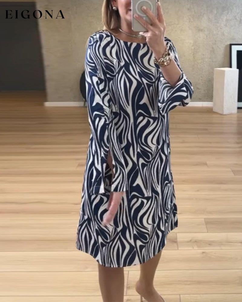 Simple Round Neck Printed Dress casual dresses spring summer