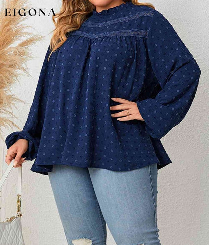 Plus Size Mock Neck Balloon Sleeve Blouse clothes HS long sleeve shirts long sleeve top Ship From Overseas shirt shirts top tops