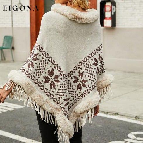 Fringe Geometric Cape Sleeve Poncho christmas sweater clothes Drizzle poncho Ship From Overseas Sweater sweaters