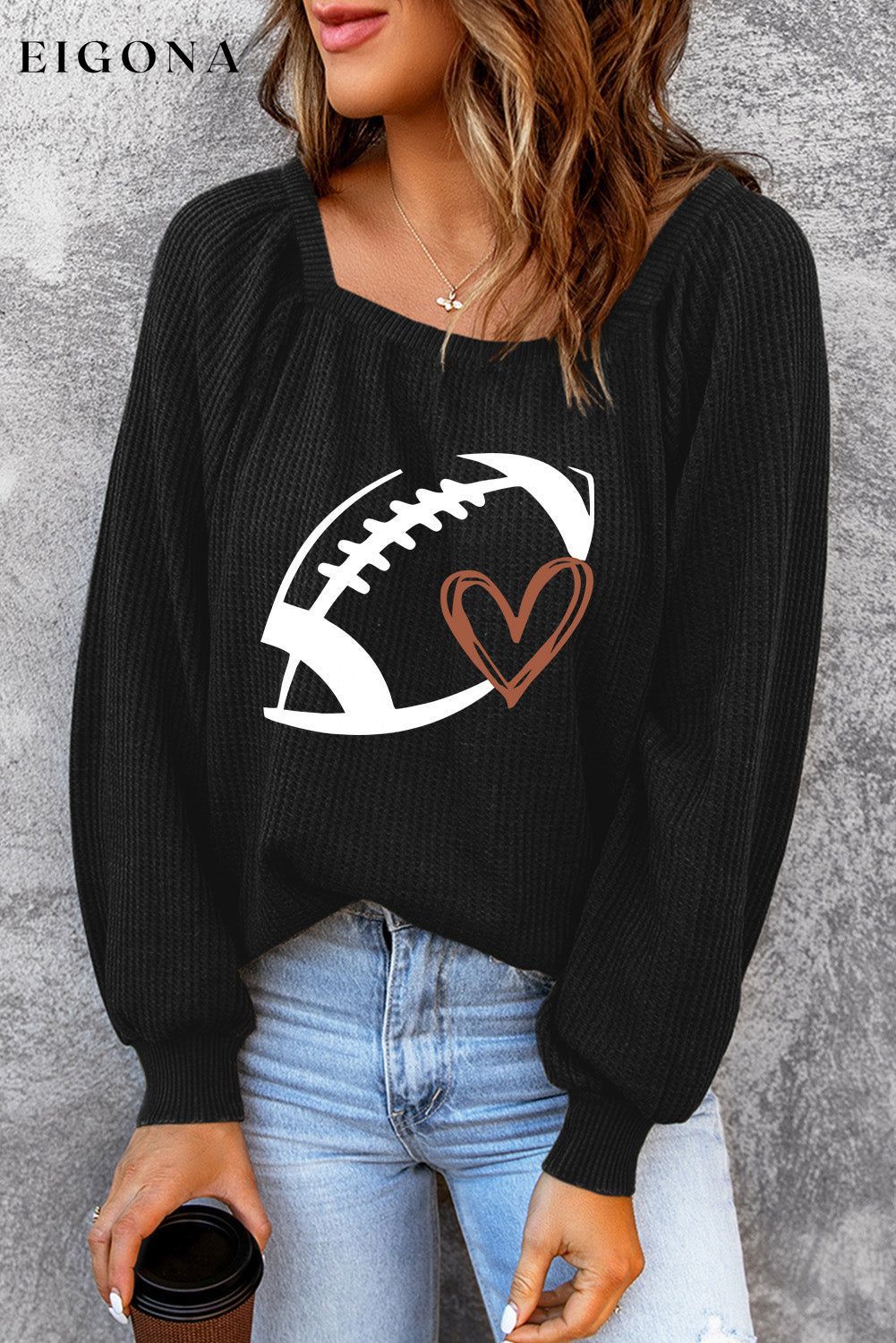Football Graphic Ribbed Top clothes long sleeve shirt Ship From Overseas shirt sweatshirt SYNZ top trend
