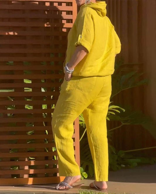 Completo pantalone casual alla moda in tinta unita