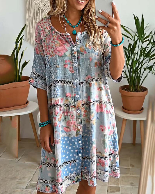 Loose Fit Floral Print Dress
