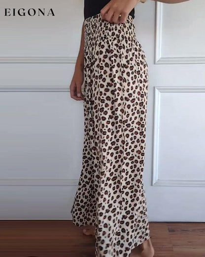 Leopard print casual wide leg pants pants spring summer