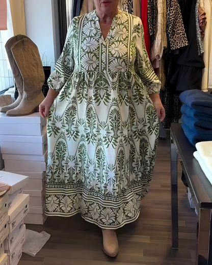 Floral-Print V-Neck Dress