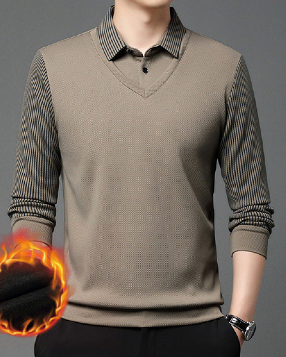 ⏳Limited Time 50% Off💥Striped Lapel Fake Two-Piece Shirt