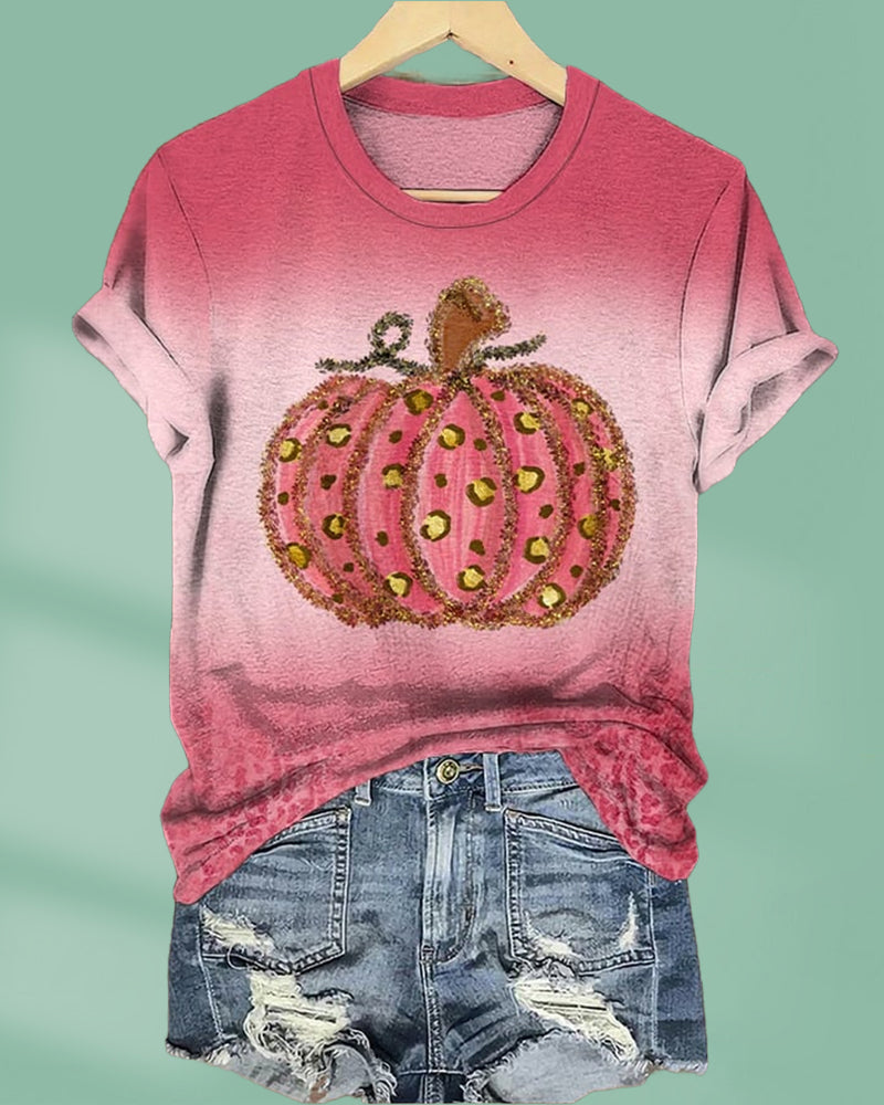 Women's pumpkins for halloween print tee 2024 f/w spring summer t-shirts thanksgiving