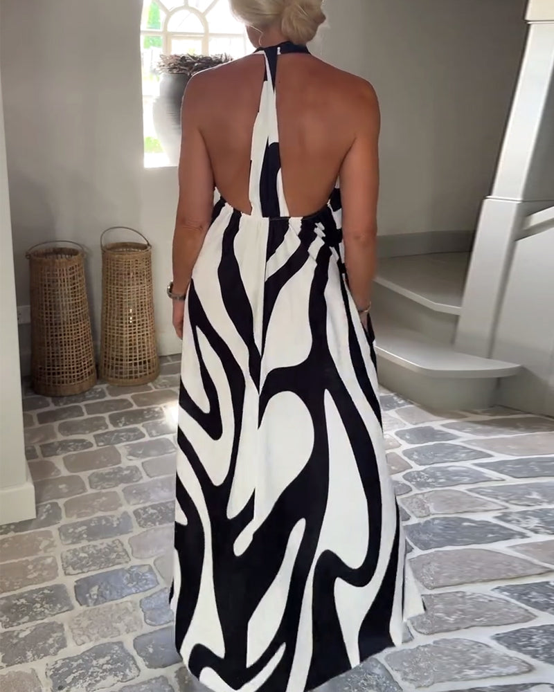 Temperament Neckholder Geometrisch Langes Kleid