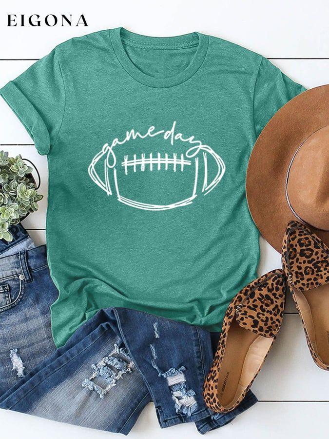 Women's Gameday Football Lover Casual Cotton Tee ball print