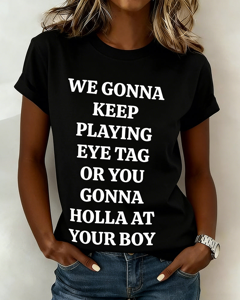 Crew neck letter print short-sleeved T-shirt