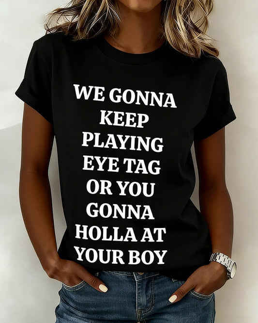 Crew neck letter print short-sleeved T-shirt
