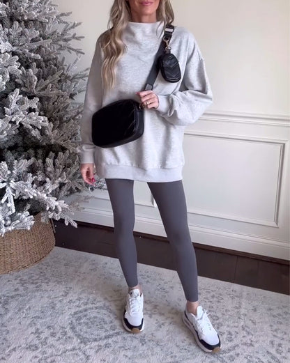 Solid color long-sleeved simple pullover sweatshirt 2024 f/w spring sweatshirts