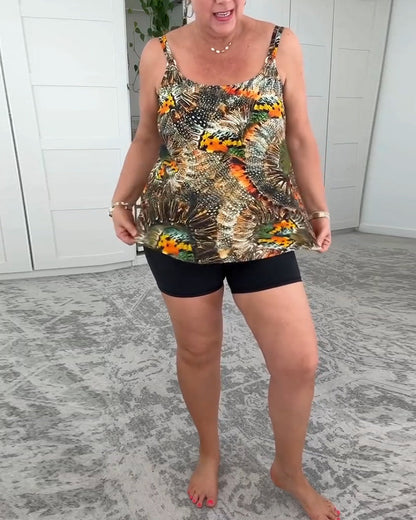 Zweiteiliger bedruckter Boxer-Badeanzug