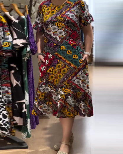 Gerade geschnittenes Kleid mit Vintage-Print