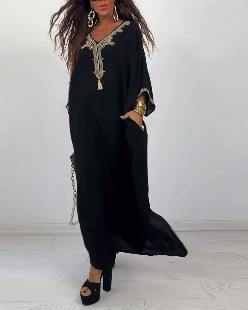 V-neck loose simple dress