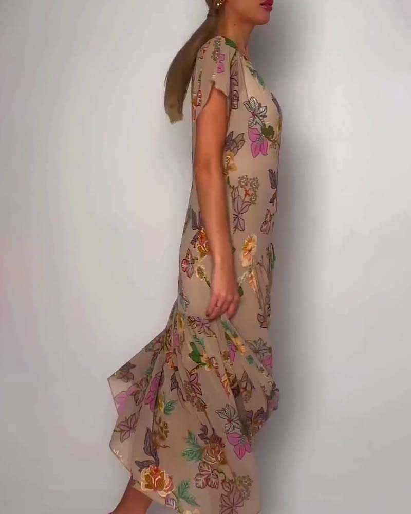 Blumenkleid mit Rundhalsausschnitt