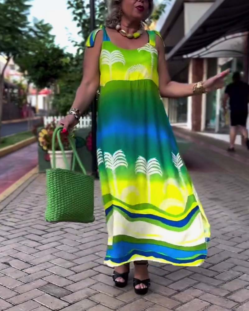 Resort-Kleid mit Regenbogen-Sling-Print