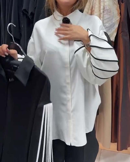 Contrast Line Long-Sleeved Shirt