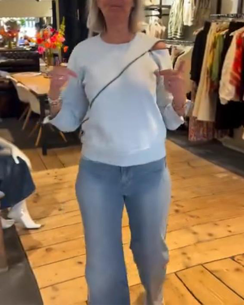 Lässiges Sweatshirt mit Reißverschluss und Rundhalsausschnitt