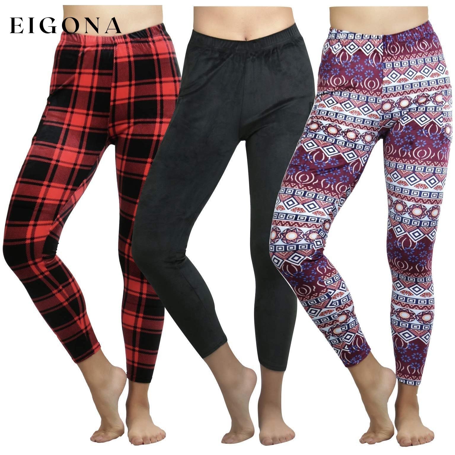 3-Pack: ToBeInStyle Women's Ultra Soft Velour Leggings __stock:100 bottoms refund_fee:1200