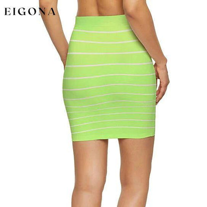 3-Pack: Women's Striped Seamless Microfiber Slim Nylon Pull-On Closure Mini Skirts __stock:1000 bottoms refund_fee:800