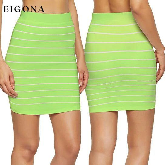 3-Pack: Women's Striped Seamless Microfiber Slim Nylon Pull-On Closure Mini Skirts __stock:1000 bottoms refund_fee:800