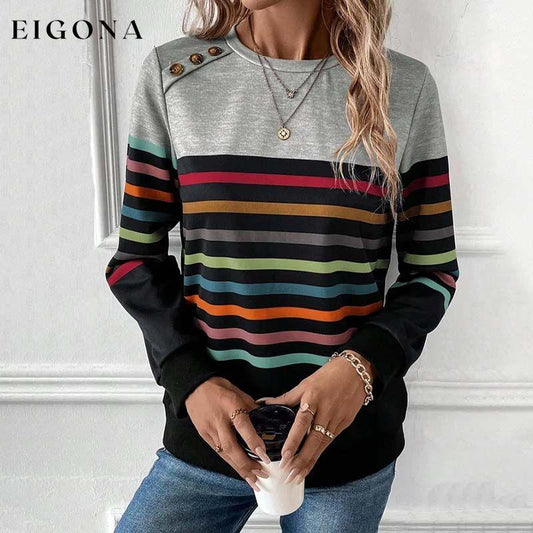 Casual Colourful Striped Sweatshirt Multicolor best Best Sellings clothes Plus Size Sale tops Topseller