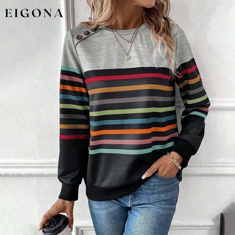 Casual Colourful Striped Sweatshirt best Best Sellings clothes Plus Size Sale tops Topseller