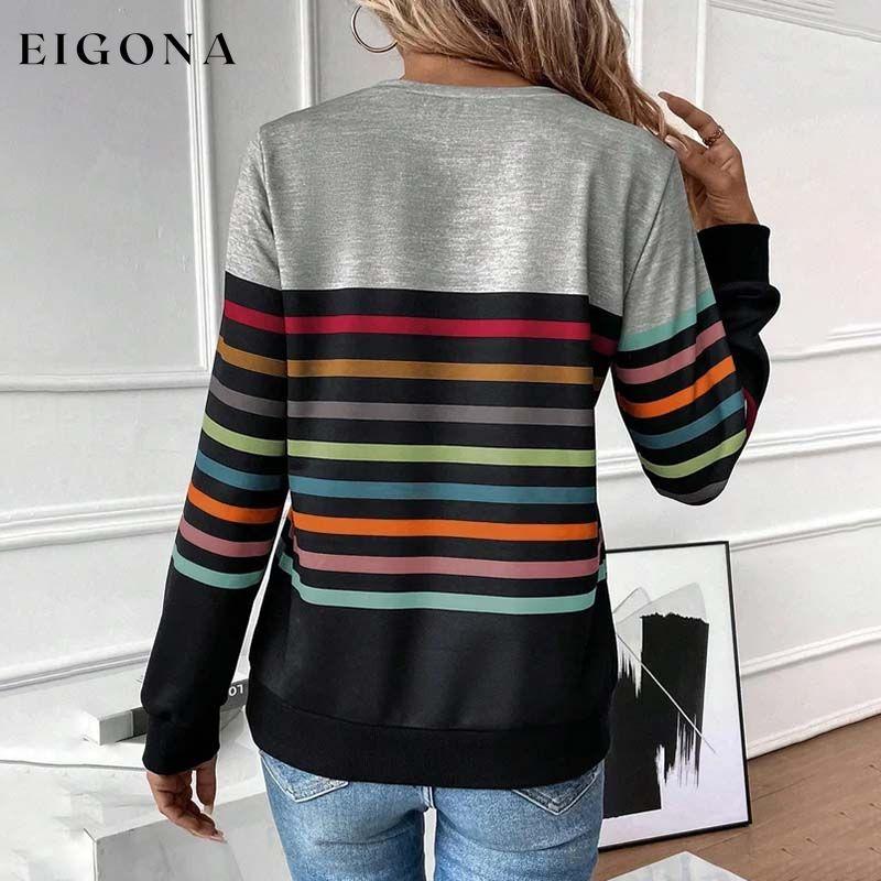 Casual Colourful Striped Sweatshirt best Best Sellings clothes Plus Size Sale tops Topseller