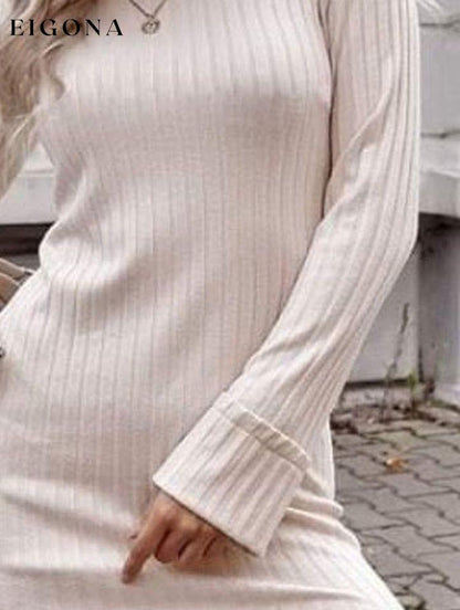 Ribbed Round Neck Long Sleeve Dress clothes dress dresses long sleeve dress long sleeve dresses Ship From Overseas SYNZ trend