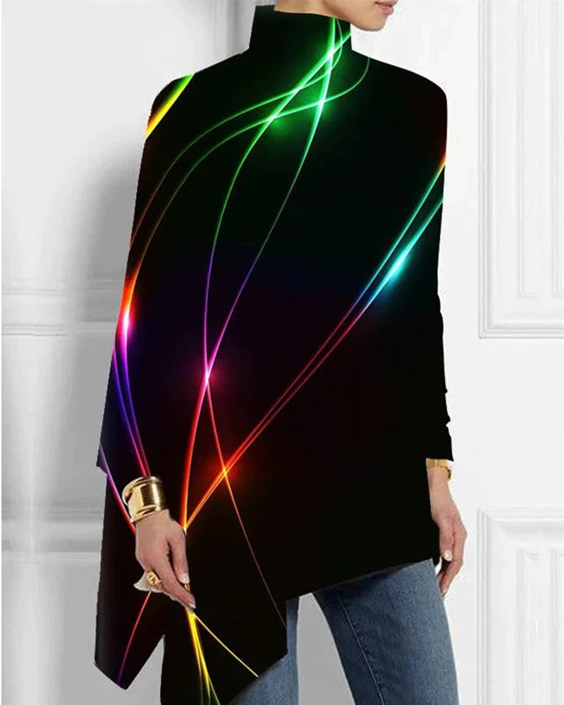 Solid color abstract turtleneck top 2024 f/w blouses & shirts