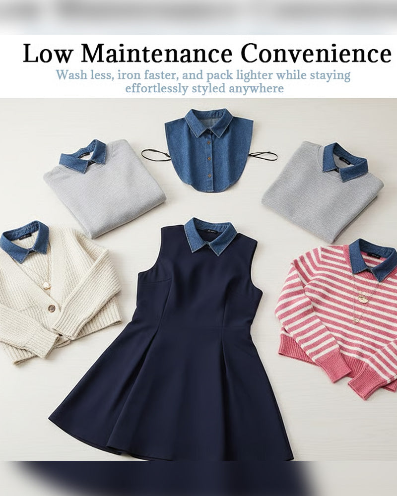 Classic Edgy Denim False Collar