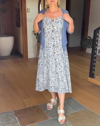 Completo scialle floreale senza spalline