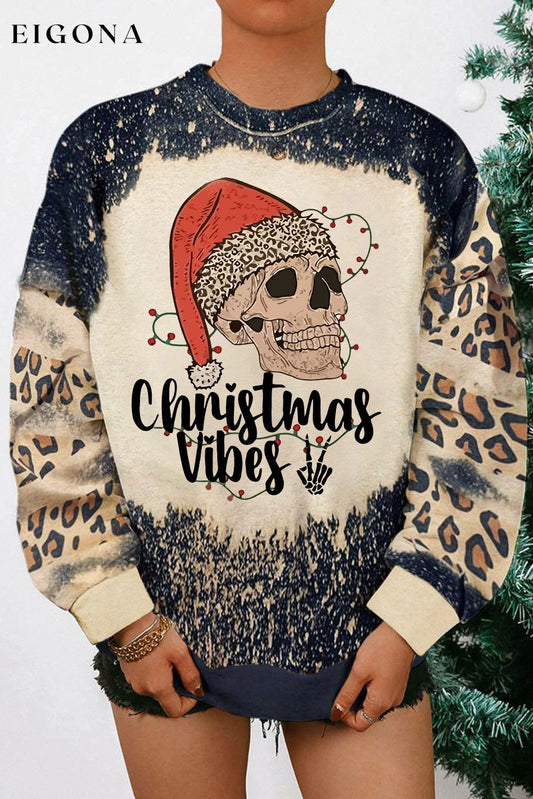Round Neck Long Sleeve CHRISMAS VIBES Graphic Sweatshirt, ugly christmas sweaters Multicolor christmas sweater clothes Ship From Overseas Sweater sweaters Sweatshirt SYNZ trend