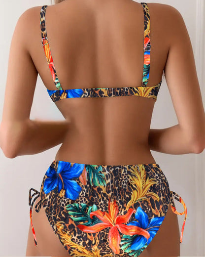 Bralette Leopard Floral Print Bikini