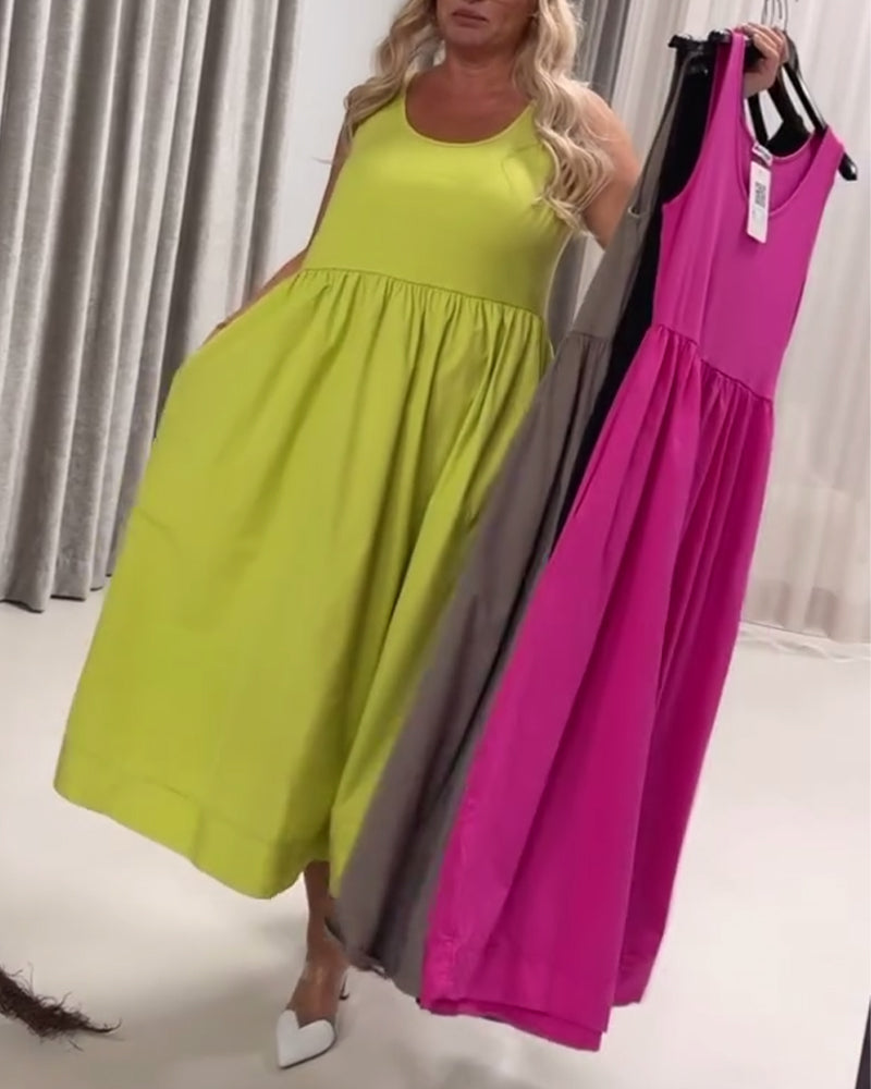 Abito a trapezio con pieghe a fionda