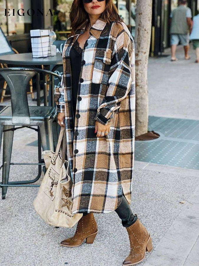 Fashion Long Sleeve Plaid Jacket top tops winter sale