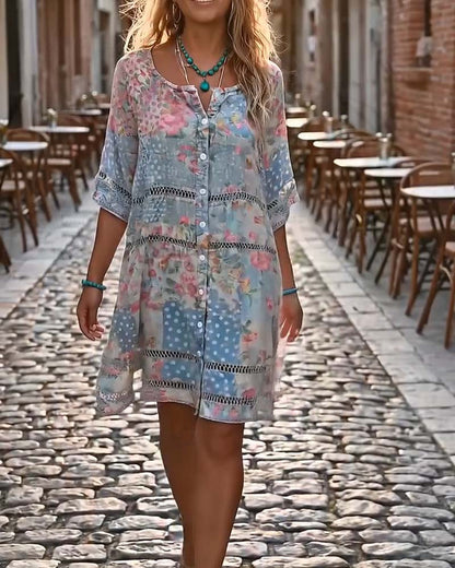 Loose Fit Floral Print Dress