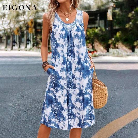 Casual Tie-Dye Dress Blue best Best Sellings casual dresses clothes Plus Size Sale short dresses Topseller