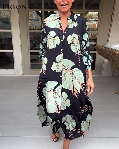 Casual floral print lapel buttoned maxi dress casual dresses spring summer